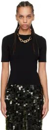 Rabanne Black Silk And Cotton T-shirt With Chain In P001 Black