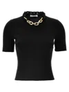 Rabanne Sweater Top With Chain Black In Black