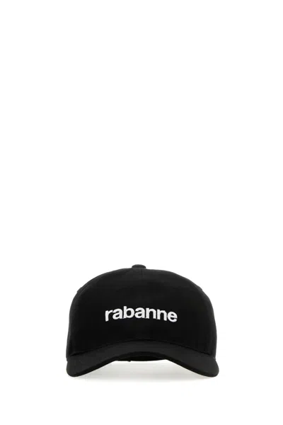 Rabanne Embroidered-logo Cotton Cap In Black