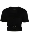 RABANNE BLACK CROPPED COTTON T-SHIRT