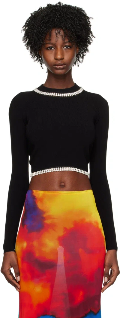 Rabanne Embellished Crop Top In Nero