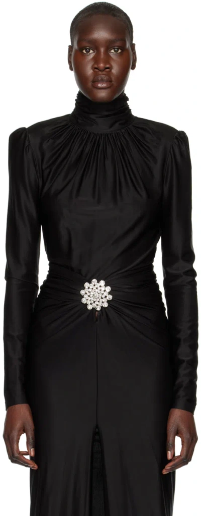Rabanne Black Crystal-cut Button Blouse In P001 Black