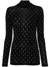 Rabanne Crystal-embellished Stretch-jersey Turtleneck Top In Black