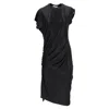 Rabanne Black Drapé Pression Dress In Jersey