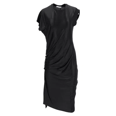 Rabanne Black Drapé Pression Dress In Jersey
