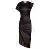 Rabanne Black Drapé Pression Dress In Shiny Jersey