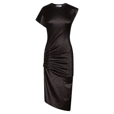 Rabanne Black Drapé Pression Dress In Shiny Jersey