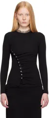 Rabanne Black Drapé Pression Jersey Top