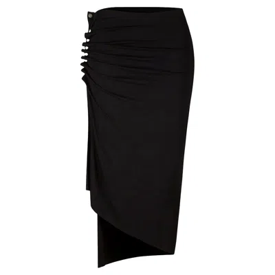Rabanne Black Drapé Pression Mid-length Slit Skirt