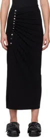 Rabanne Black Drapé Pression Slit Midi Skirt In P001 Black