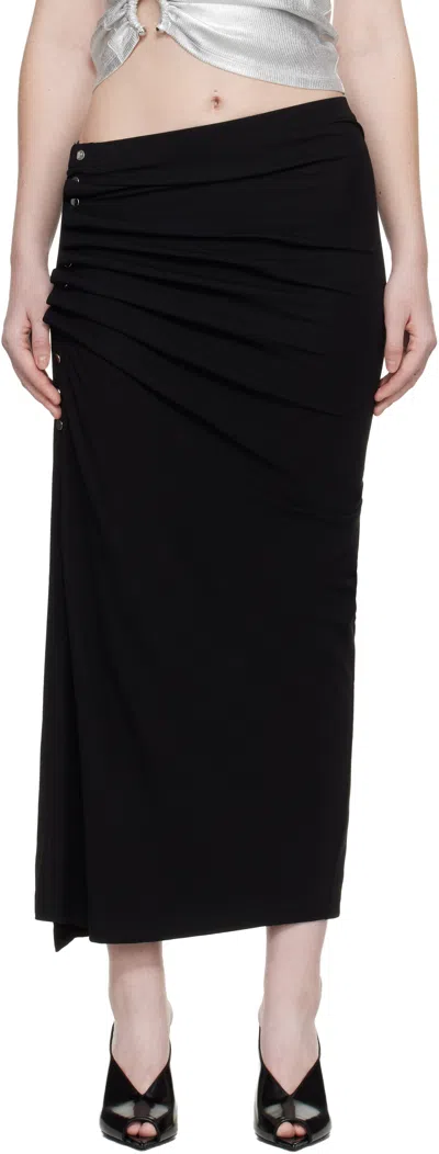 Rabanne Black Draped Midi Skirt