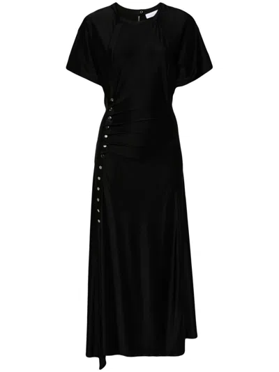 RABANNE BLACK DRAPED PRESS-STUD DRESS - WOMEN'S - ELASTANE/VISCOSE