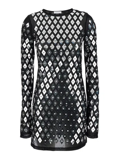 Rabanne Black Dress With Geometric All-over Pattern