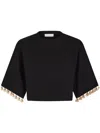 Rabanne Silk And Cotton Blend Cropped Sweater In Black