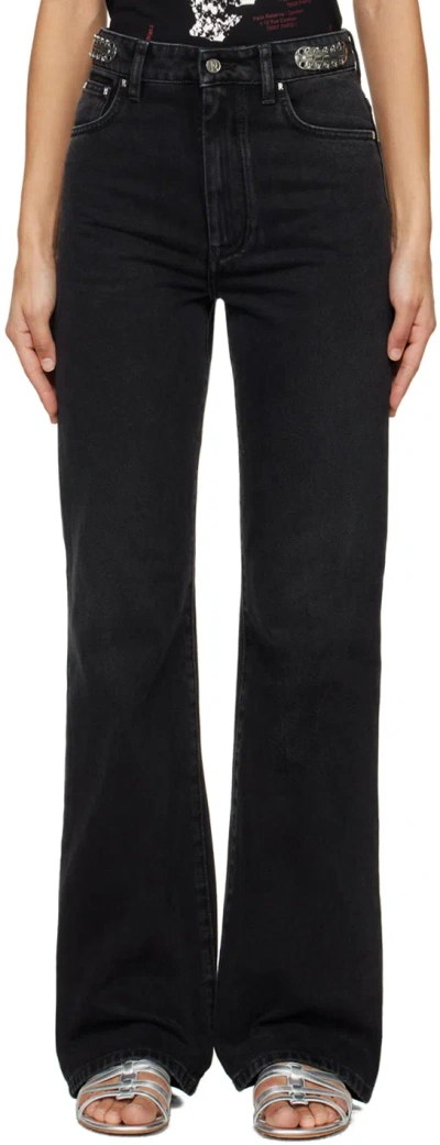 Rabanne Black Embellished Jeans In P001 Black