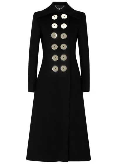 Rabanne Black Embellished Wool-blend Coat