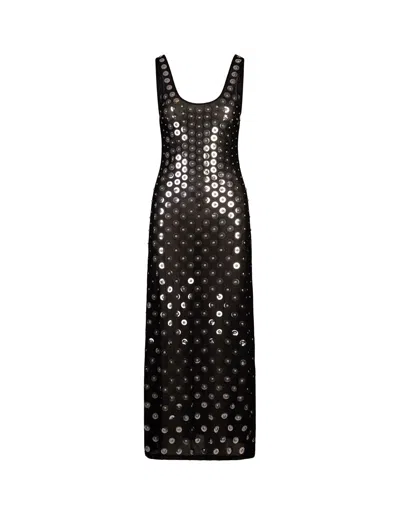 Rabanne Black Embroidered Second Skin Effect Long Dress