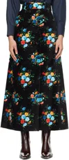 Rabanne Printed Cotton-blend Maxi Skirt In V346 Manton Black