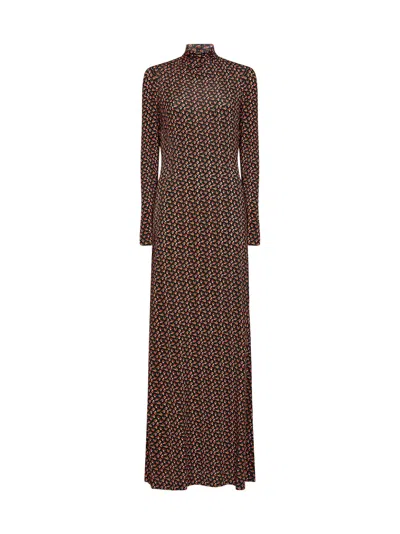 Rabanne Black Floral-print Stretch Jersey Maxi Dress In Brown