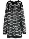 Rabanne Black Dress With Geometric All-over Pattern In Semi-transparent Polyamide Woman In Black