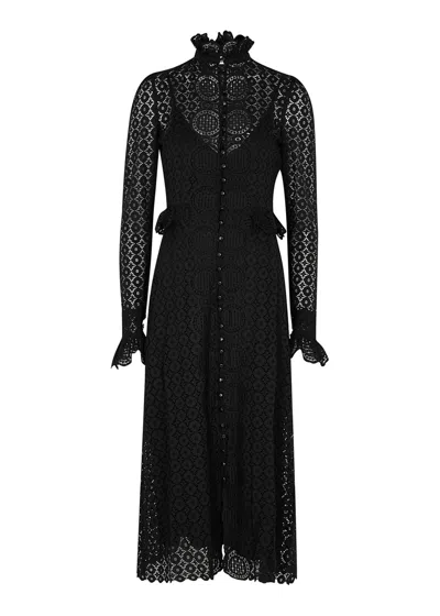 Rabanne Black Guipure Lace Midi Dress