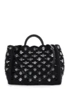 Rabanne Black Handbag With Weaving And All-over Disc Details In Raphia Woman In Black