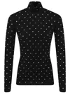 Rabanne Embellished Fitted Turtleneck Long Sleeve Top In Black