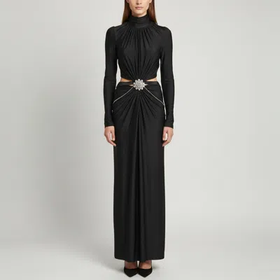 Pre-owned Rabanne Black Jersey Back Open High Neck Maxi Dress M