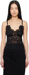 Rabanne Intricate Lace Top With Adjustable Spaghetti Straps In P001 Black