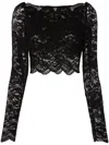 Rabanne Black Crop Top In Lace Black In Black