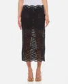 Rabanne Lace Cropped Midi Skirt In Black