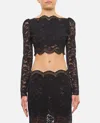 Rabanne Black Crop Top In Lace Black