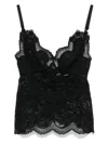 Rabanne Black Lace Top With V-neck  In Black