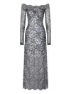 Rabanne Floral Lace Off-the-shoulder Long-sleeve Midi Dress In Black