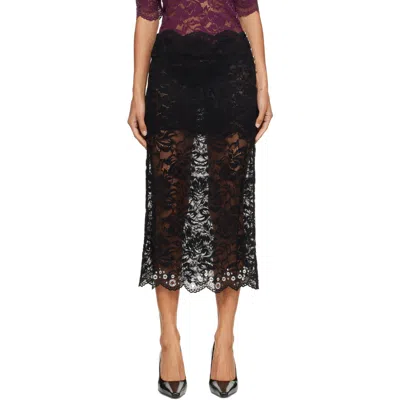 Rabanne Black Layered Lace Midi Skirt In P001 Black