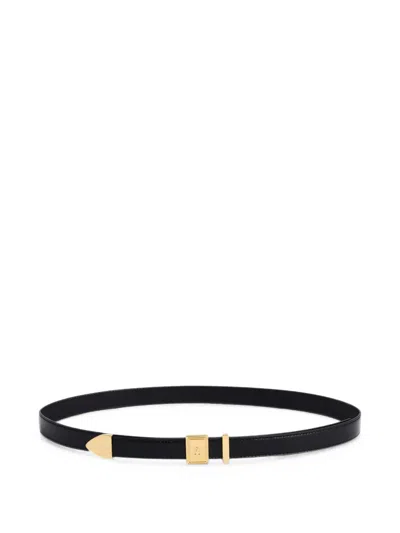 Rabanne Black Leather Belt With A Rectangular Gold Buckle
