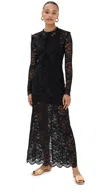Rabanne Long-sleeve Lace Maxi Dress In Black