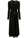 Rabanne Long-sleeve Gathered Midi Dress In Black In Black