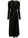Rabanne Long-sleeve Gathered Midi Dress In Black In Black