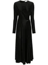 Rabanne Long-sleeve Gathered Midi Dress In Black In Black
