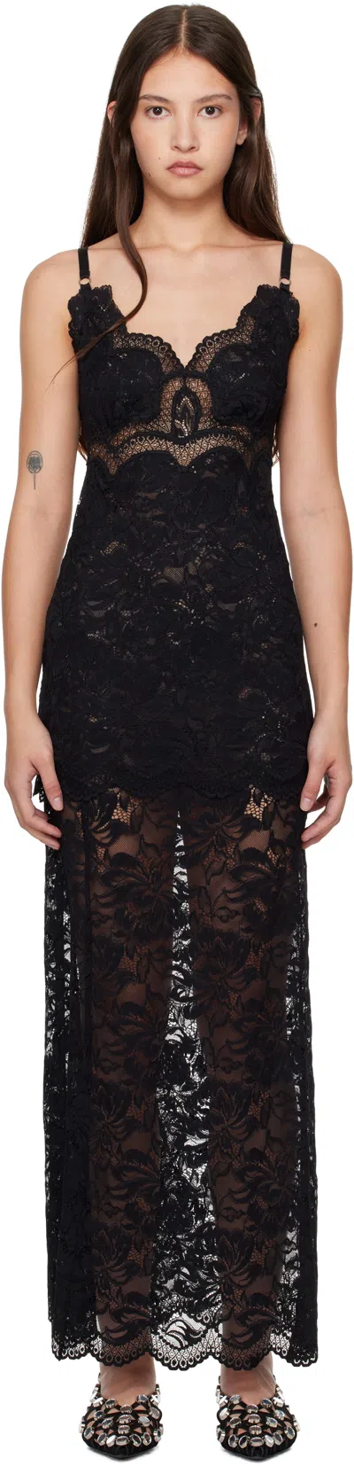 RABANNE BLACK LONG MAXI DRESS