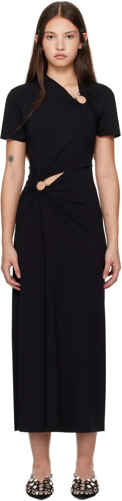 Rabanne Black Long Piercing Maxi Dress In P001 Black