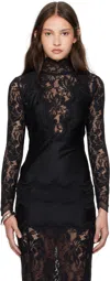 Rabanne Black Long Sleeve Lace Top