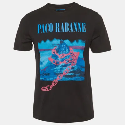 Pre-owned Rabanne Black Montagne Print Jersey T-shirt Xl