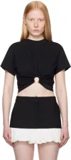 Rabanne Womens Black Ring-embellished Cropped Cotton-jersey T-shirt