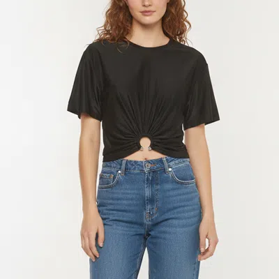 Pre-owned Rabanne Black Ring Embellished Jersey Cropped T-shirt M