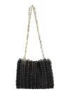Rabanne Black Shoulder Bag With Two Chain-link Shoulder Straps And Logo Engraved Discs In Leather Woman In Black