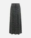 Rabanne Black Sequin Maxi Skirt In Animal Print
