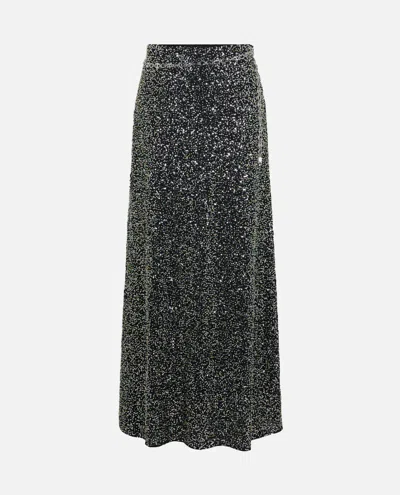 RABANNE BLACK SEQUIN MAXI SKIRT