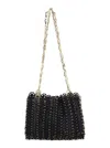 Rabanne Black Shoulder Bag With Two Chain-link Shoulder Straps And Logo Engraved Discs